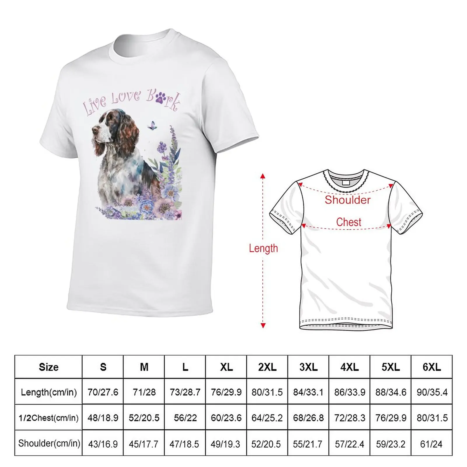 New Live Love Bark- Springer Spaniel T-Shirt sweat shirts quick drying shirt t shirts for men pack