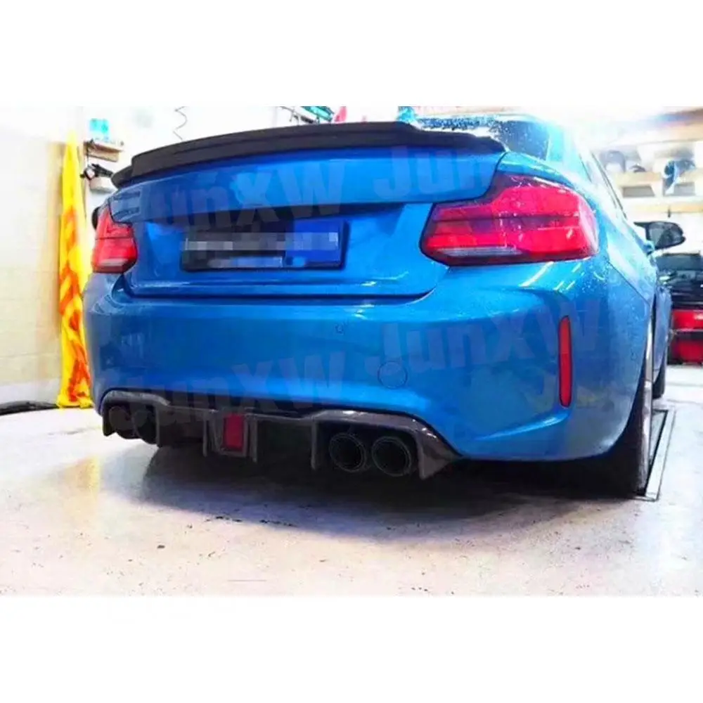 Carbon Fiber Rear Bumper Lip Diffuser Spoiler With LED Light for BMW 2 Series F87 M2 Coupe 2 Door 2016-2020 FRP Cars Accessories