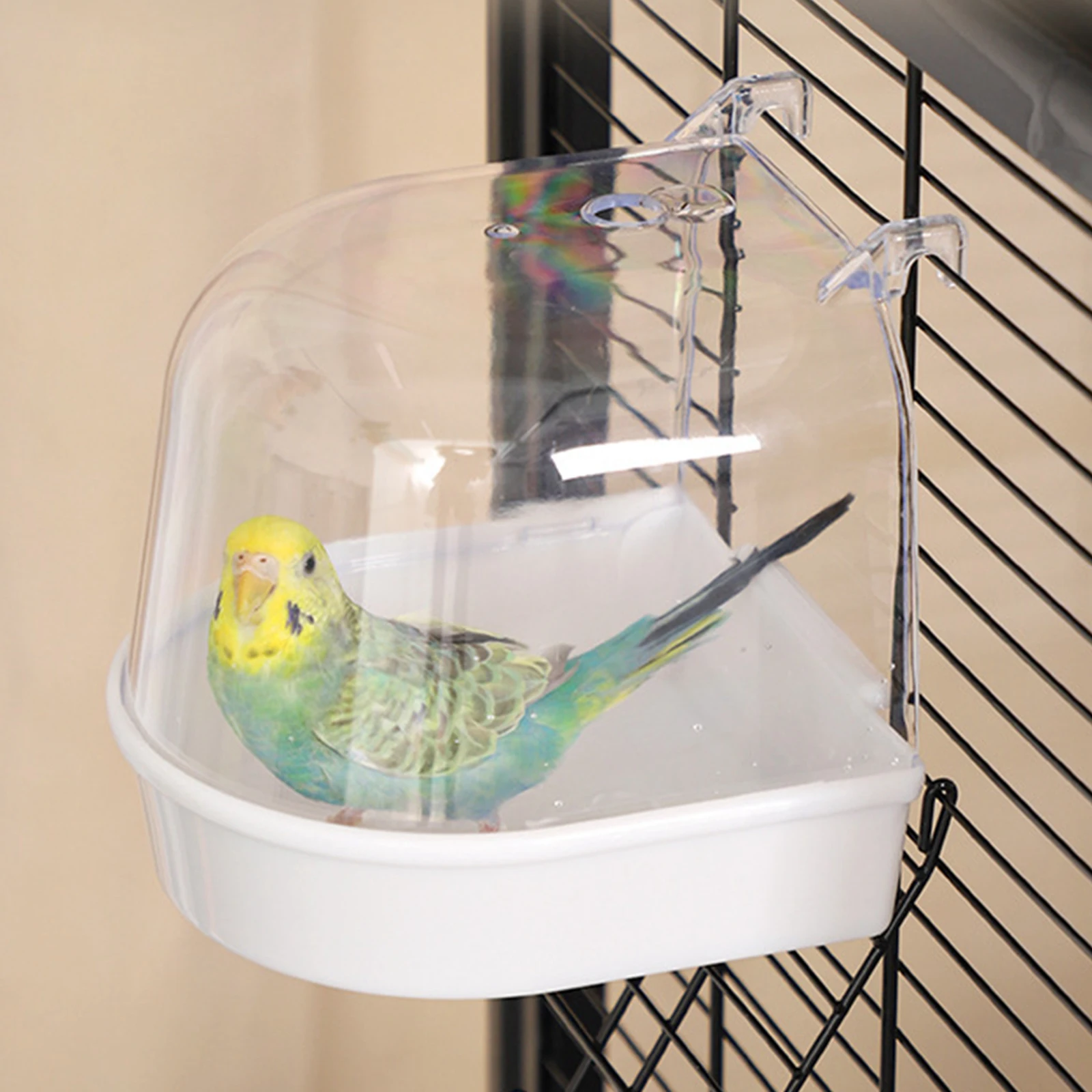

Parrot Hanging Bathtub Budgie Easy to Install Canary Cage Accessories Pet Bird Bath Box Parrot Water Shower Bowl Small Bird Cage