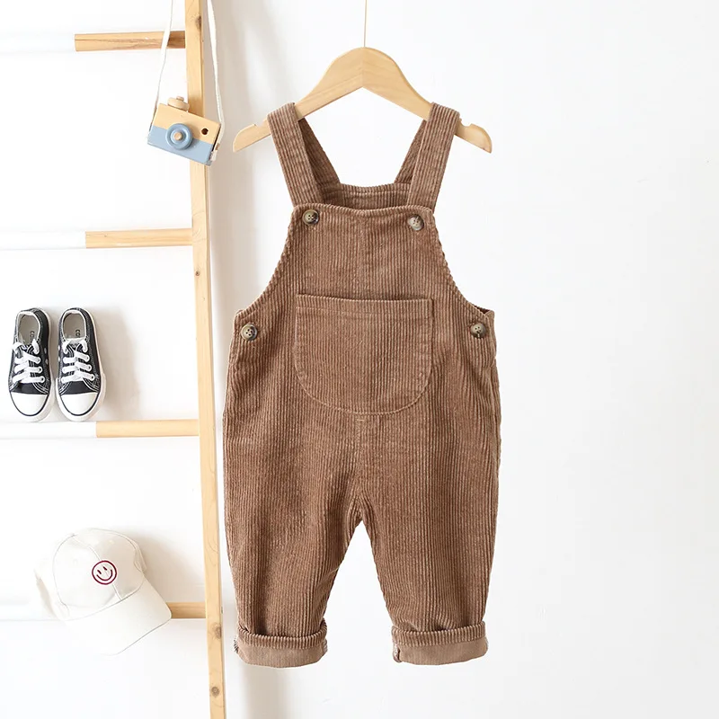 MILANCEL Baby Overalls Corduroy Jumpsuits Front Pocket Boys Pants 0-3 Y Kids Clothes