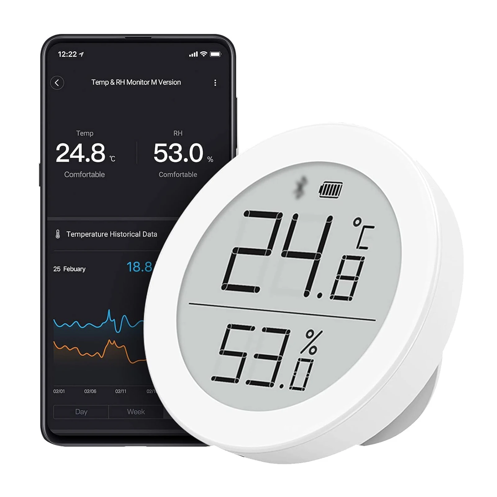 Matter Smart Home Temperature Humidity Monitor E-ink Display Sensor BT Compatible  /  Home APP Remote Access and Automation Air