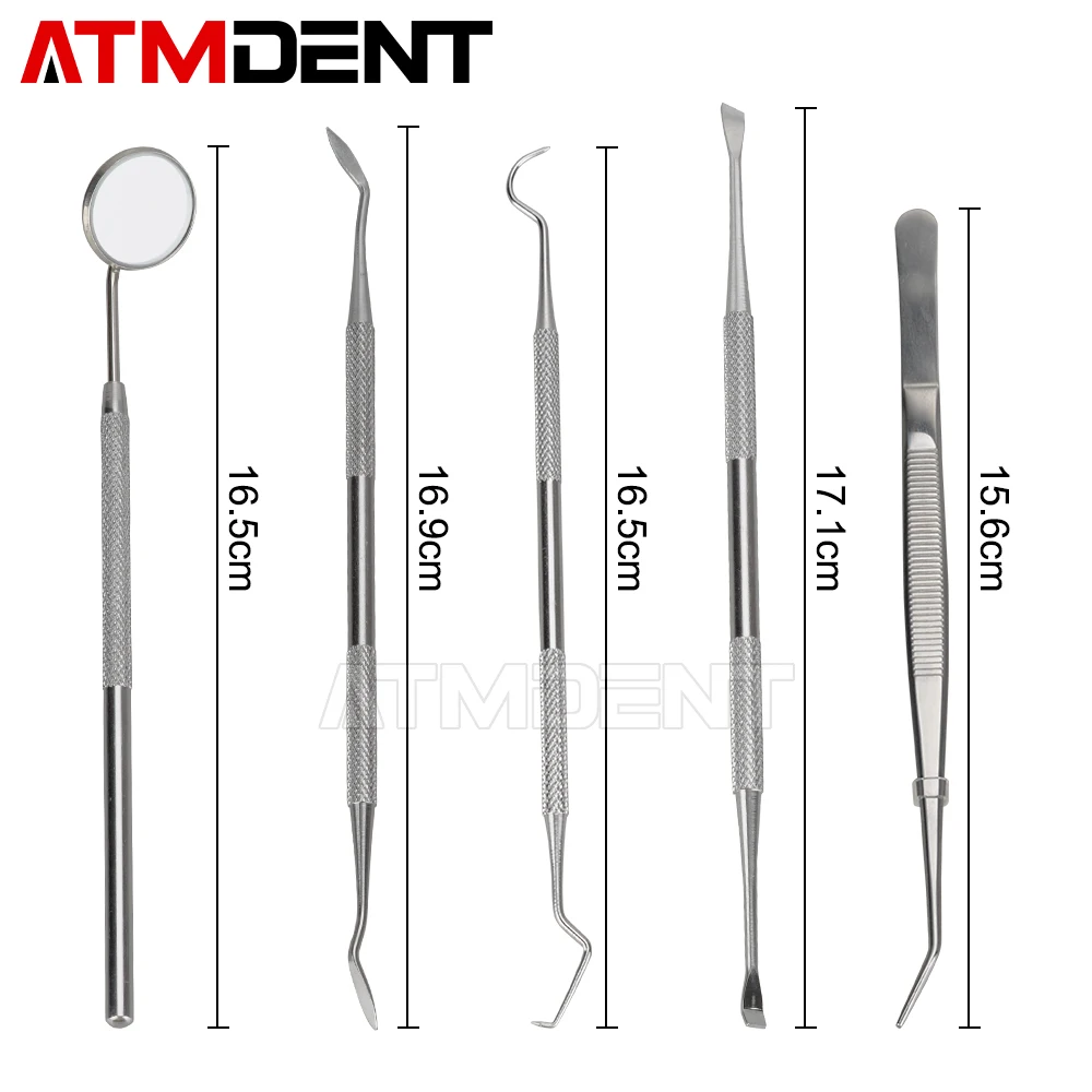 3Pcs Dental Mouth Mirror pinzette in acciaio inossidabile sonda a gomito detergente per denti strumento dentale Kit dentista