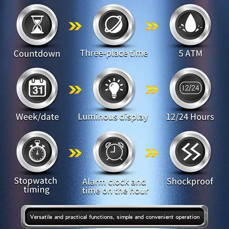 SANDA G نمط الرياضة العسكرية في الهواء الطلق ساعة رجالية متعددة الوظائف مقاوم للماء LED موضة ساعة اليد الإلكترونية للرجال المنبه