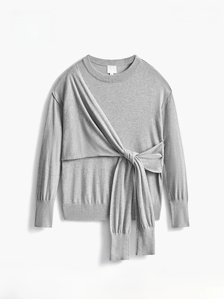 

Loose Knitted Sweater Long Sve Knot Sle Casual Faion Winter Women's Clothing H&M 00004 Mixed Sle off oulder