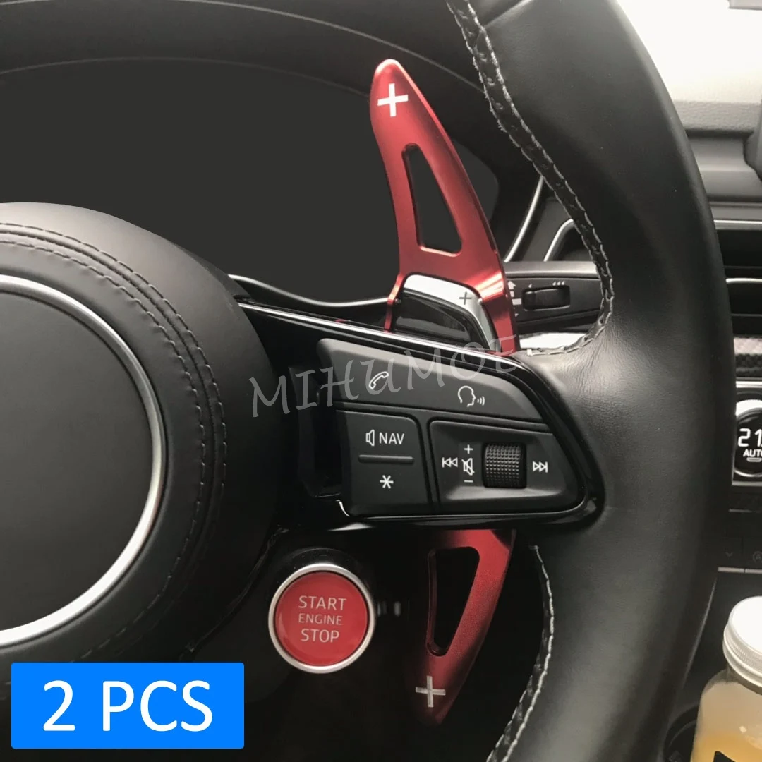 

Steering Wheel Gear Shift Paddle Shifter Extension For Audi RS3 RS4 RS5 R8 TT RS Q3 Q8 Red Accessories