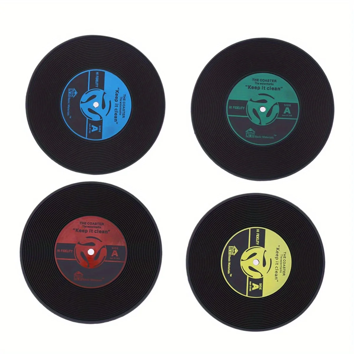 4pcs Record Coaster Water Coaster Beverage Coaster Music Party Coaster Retro Coaster Tea Cup Table Mat Coffee Cup Coaster
