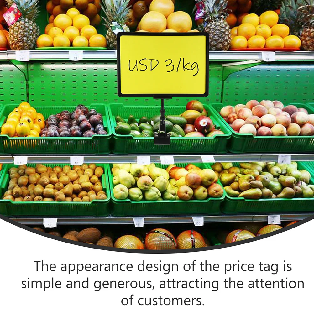 

2Pcs Erasable Price Tag Clip Reusable Display Stand for Supermarket Fruit Vegetable Store Advertising Board Price Tags