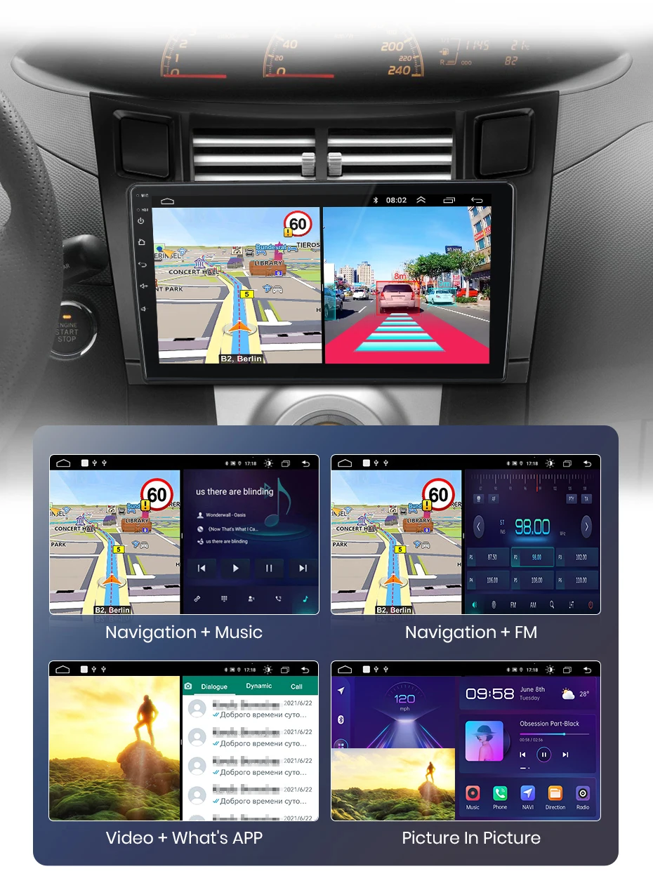 Junsun carplay android auto radio für toyota yaris 2005-2012 360 kamera auto intelligente systeme rds bt dsp 2 din autoradio – Detail 21