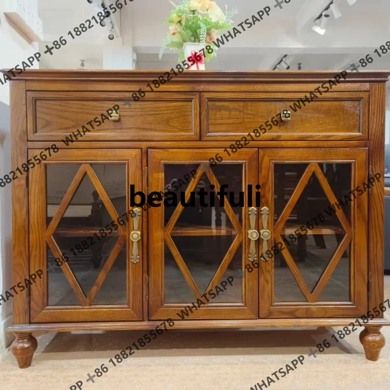 

Американский сельский обеденный шкаф из цельного дерева, хранилище в гостиной, входной шкаф, хранилище из ясеня H