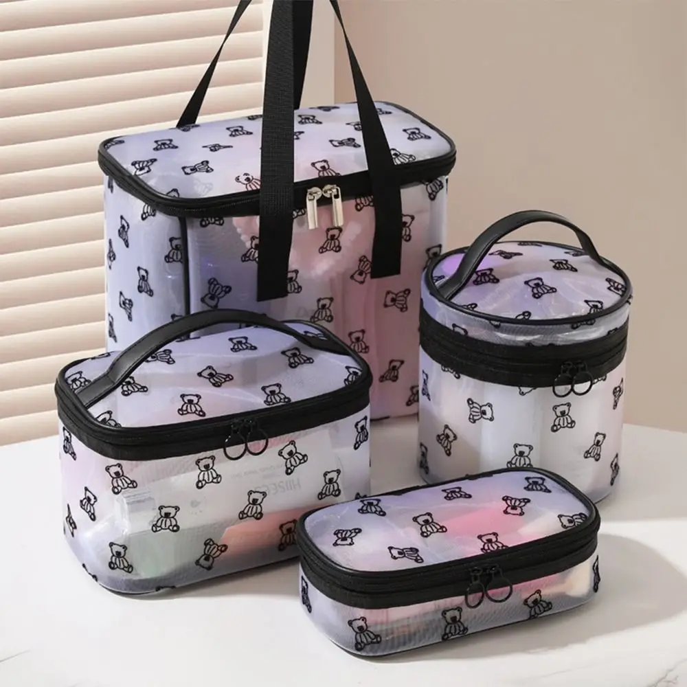 

Large Capacity Mesh Cosmetic Bags INS Multi-Functional Toiletries Storage Pouch Zipper Portable Perspective Makeup Bag Camping