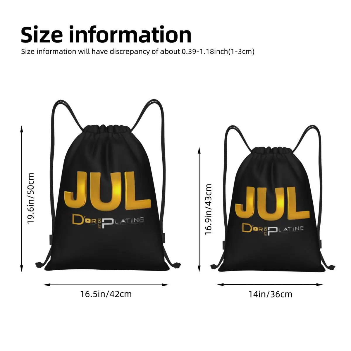 Jul Gold And Platinum Rapper Drawstring Backpack Gym Sports Sackpack Water Resistant String Bag for Yoga