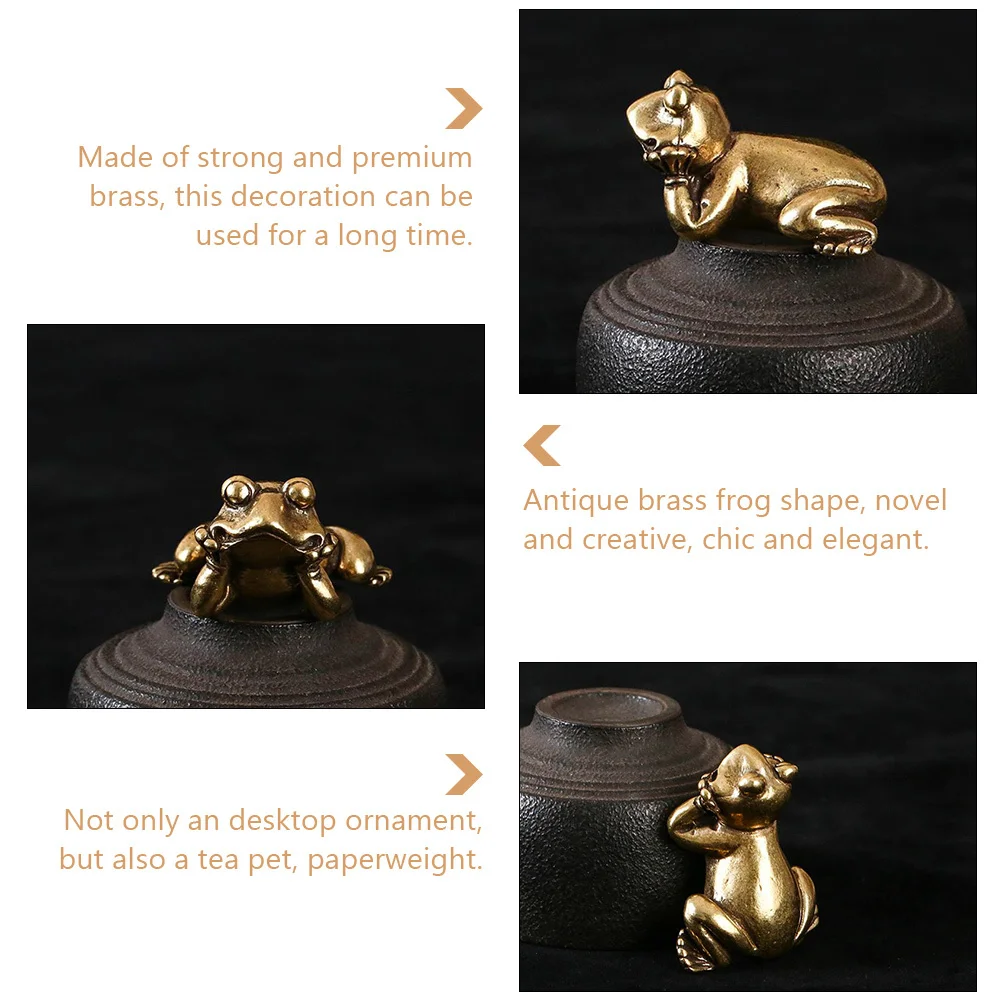 

1pcs Copper Frog Ornament Desktop Decor For Home Office Living Room Tea Room Brass Desktop Frog Statue Home Brass Decors