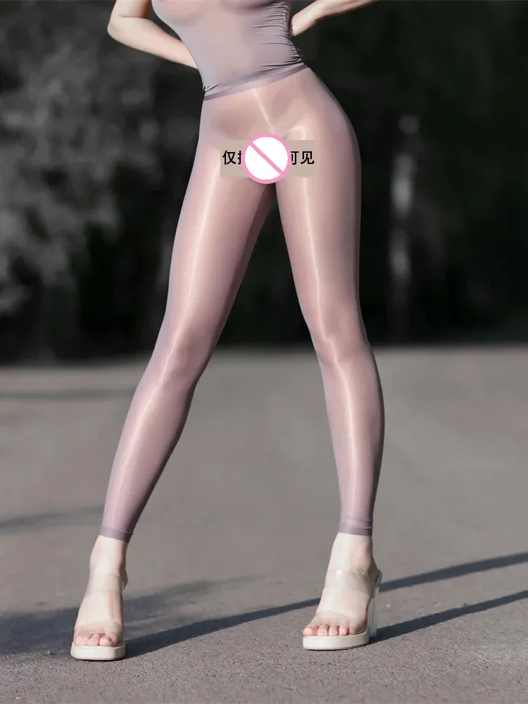 Pantalon masque de glace Ultra fin Super Transparent, pantalon de Fitness serré, pantalon en soie, chaussettes à l'huile de cheval, pantalon de Yoga pour femme mince et transparent 0R81