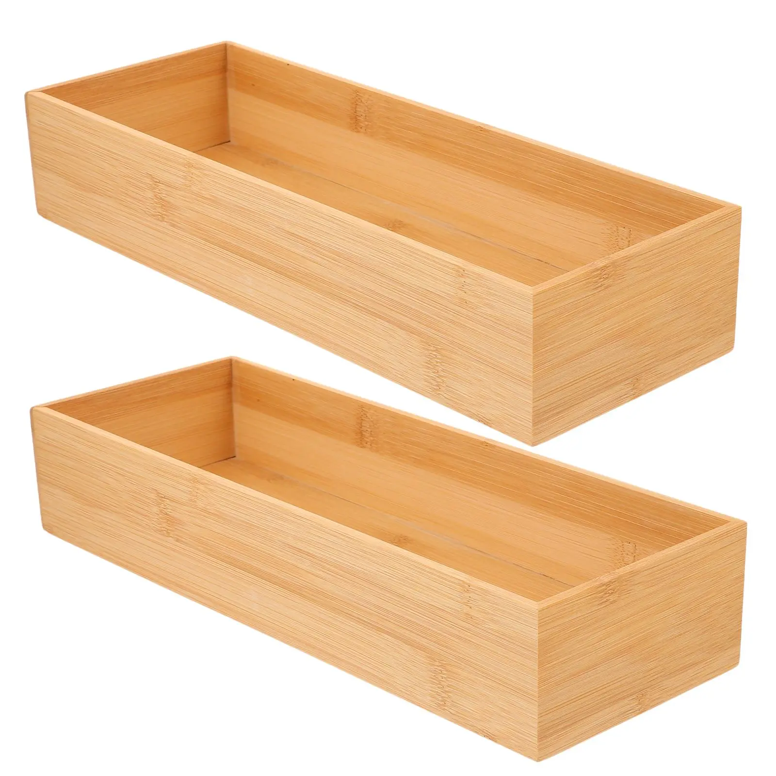 

2pcs Cutlery Holders Bins Containers Bamboo Box Rectangular Makeup Storage Box Tabletop Multi-functional Jewelry Organizer