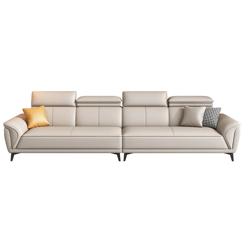 

-About Minimalist Single-Section Cowhide PU Leather Sofa Adjustable Headrest Four-Person Capacity for Small Living Rooms for*