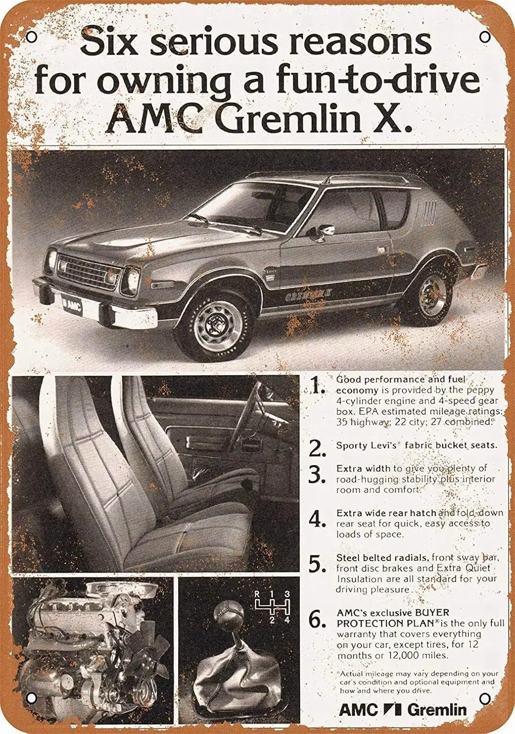 1p, ΠΌΠ΅ΡΠ°Π»Π»ΠΈΡΠ΅ΡΠΊΠΈΠΉ Π·Π½Π°ΠΊ - AMC Gremlin X - Π²ΠΈΠ½ΡΠ°ΠΆΠ½ΡΠΉ Π½Π°ΡΡΠ΅Π½Π½ΡΠΉ Π΄Π΅ΠΊΠΎΡ 1p, ΠΌΠ΅ΡΠ°Π»Π»ΠΈΡΠ΅ΡΠΊΠΈΠΉ Π·Π½Π°ΠΊ - AMC Gremlin X - Π²ΠΈΠ½ΡΠ°ΠΆΠ½ΡΠΉ Π½Π°ΡΡΠ΅Π½Π½ΡΠΉ Π΄Π΅ΠΊΠΎΡ