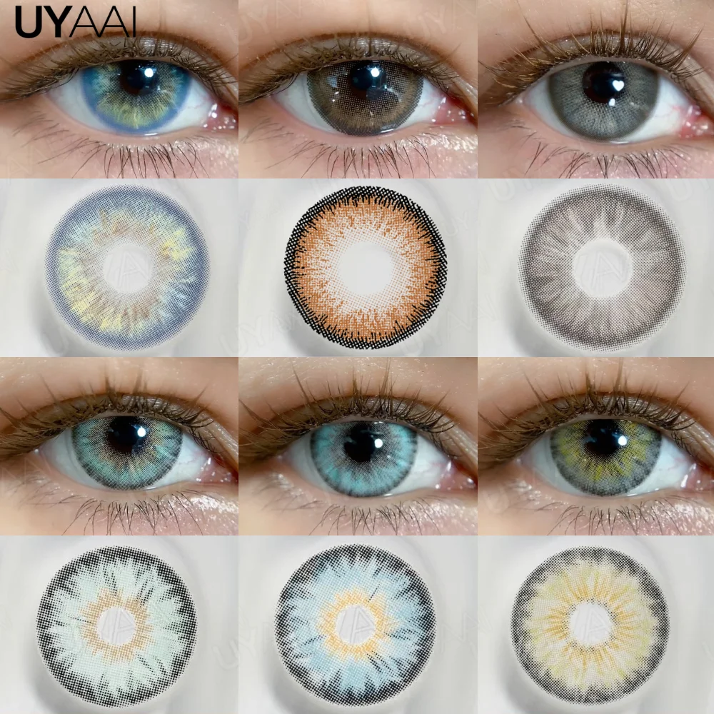 UYAAI NEUE Farbige Kontaktlinsen für grüne Augen 14.5 Big Eyes Blue Colorcon Siri Pro Natürliche braune Linsen Kosmetische Schönheitslinsen Colorcon