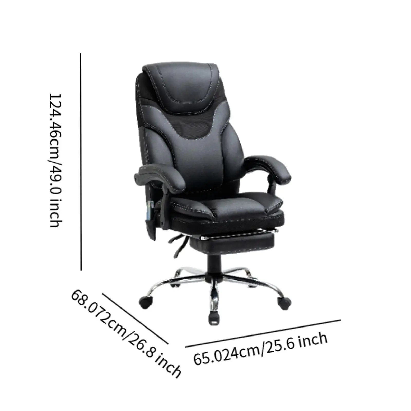 Reclining Office Chair with Footrest, Ergonomic Design, Support, 360-Degree