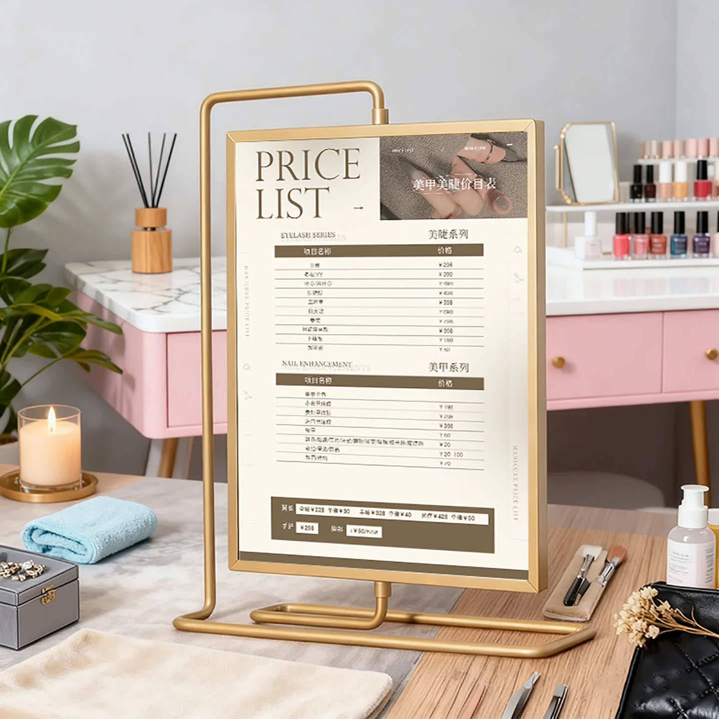 2 Pieces 8 Inch 152x203mm Rotating Price List Menu Paper Sign Holder Display Stand Wedding Gift Metal Photo Picture Frame