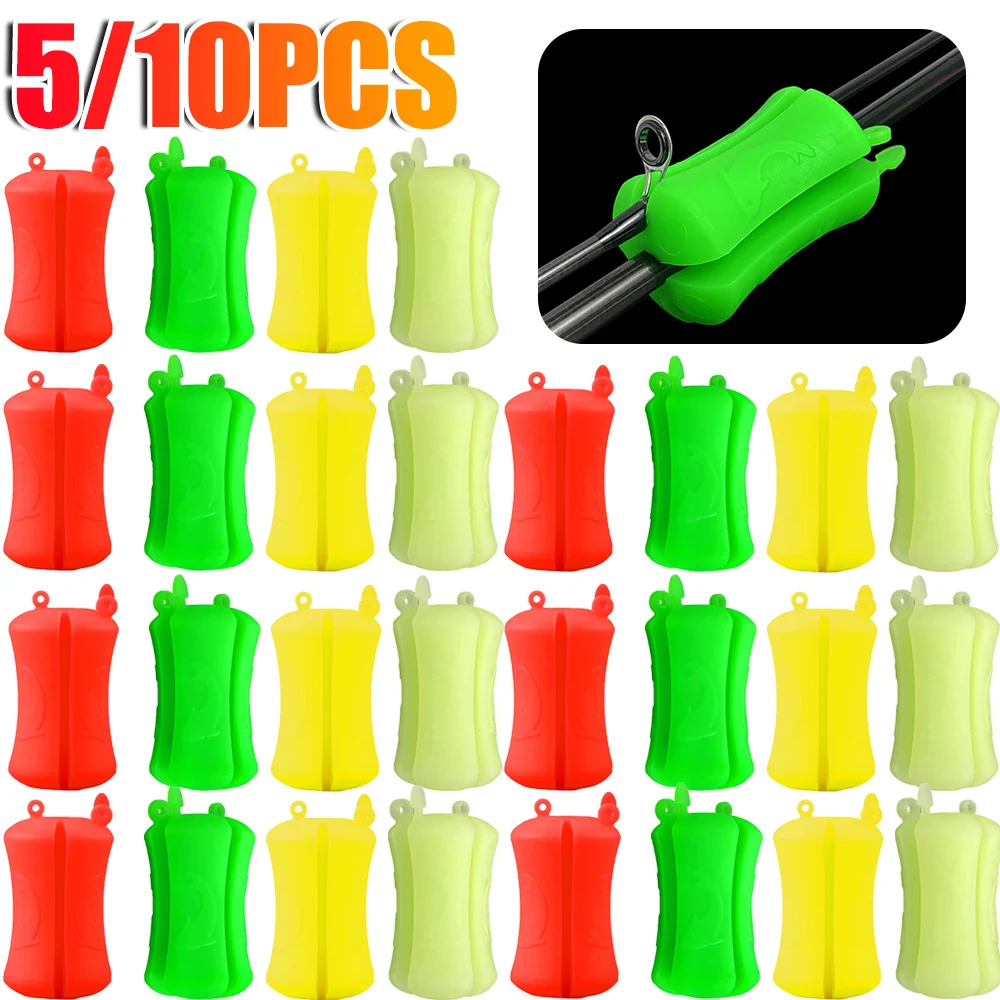 5/10pcs canna da pesca in Silicone canna da pesca fissa canna da pesca chiusura a palo canne da pesca Anti-collisione porta cravatta tappo per canna da pesca