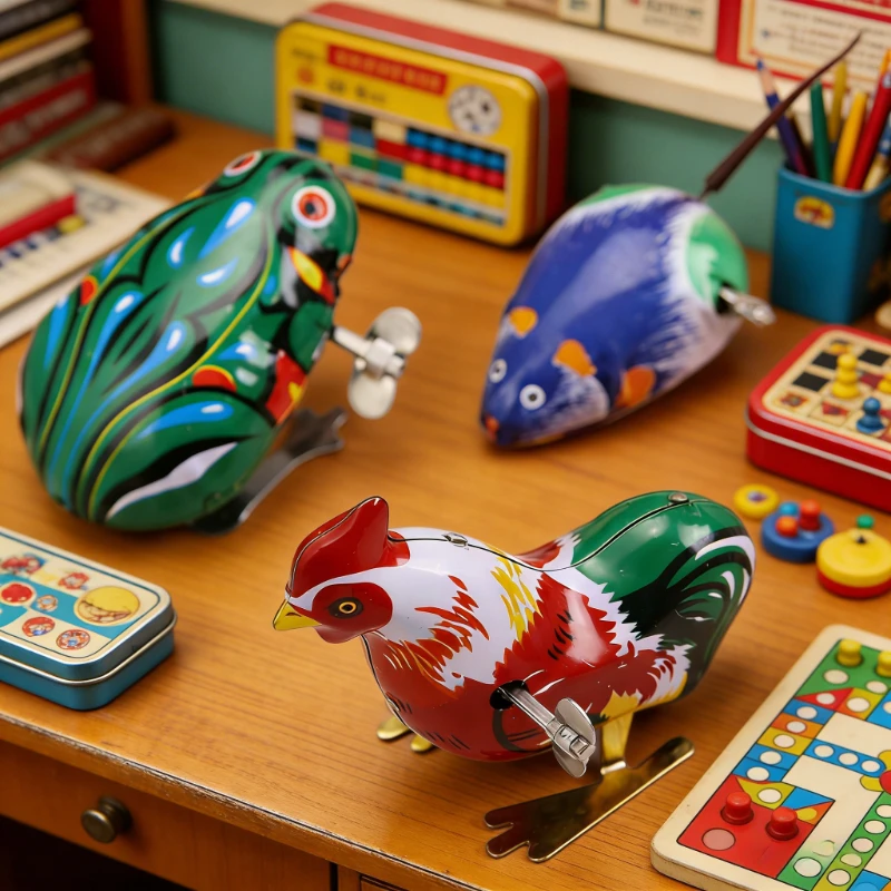

Игрушки на пружинке, жестяные игрушки с механизмом, лягушка, кролик, мышь, утка, детские игровые призы, ностальгические подарки TMZ