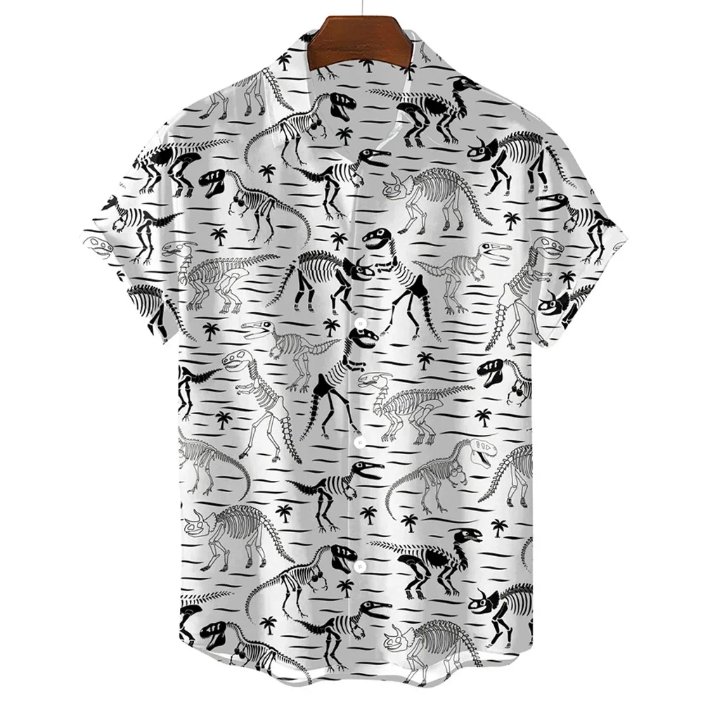 Cute Dinosaur 3D Printed Shirt Man/Women Casual Fashion Short Sleeves Shirts Men Button Tops Oversized Unisex Clothing