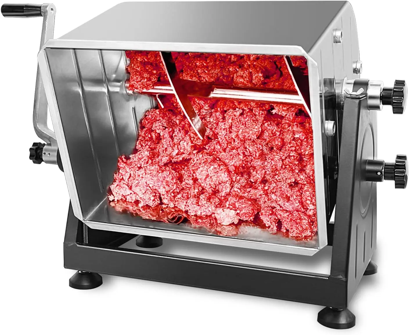 7 Gallons / 50 LBS Capacity Meat Mixer, Manually Cranked or Motorized, For Mixing, Grinding, for Both Commerce and Household Use