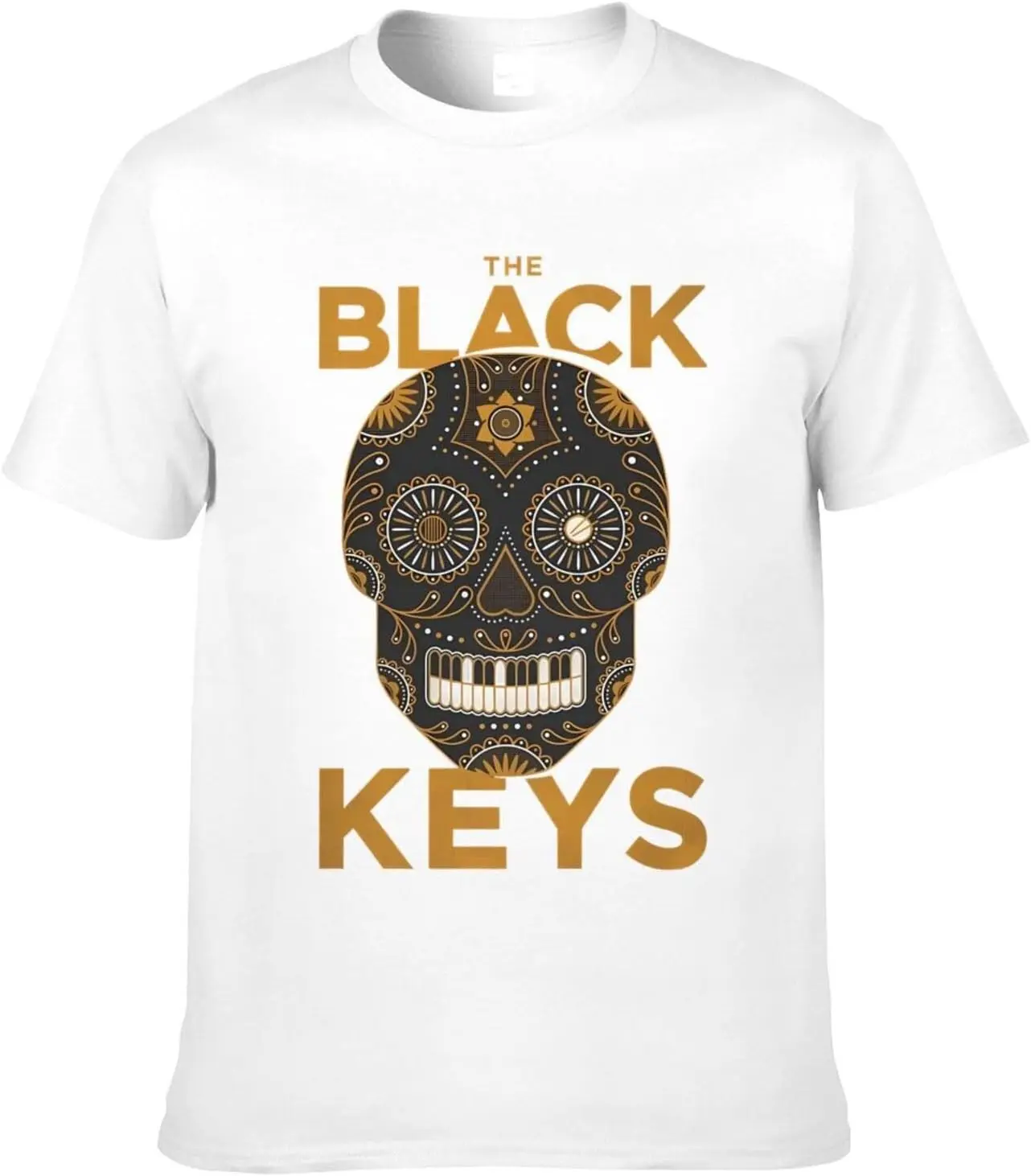 The Black Band Keys Shirt Men's Trendy Versatile Short Sleeved  Cotton Crew Neck High Quality 100%Cotton Short Sleeve