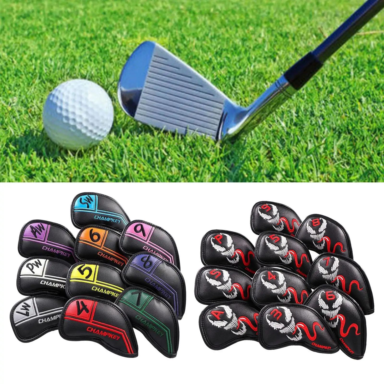 

10 шт., железные чехлы для гольфа, головные уборы, клубные универсальные многоцветные защитные чехлы для водителя