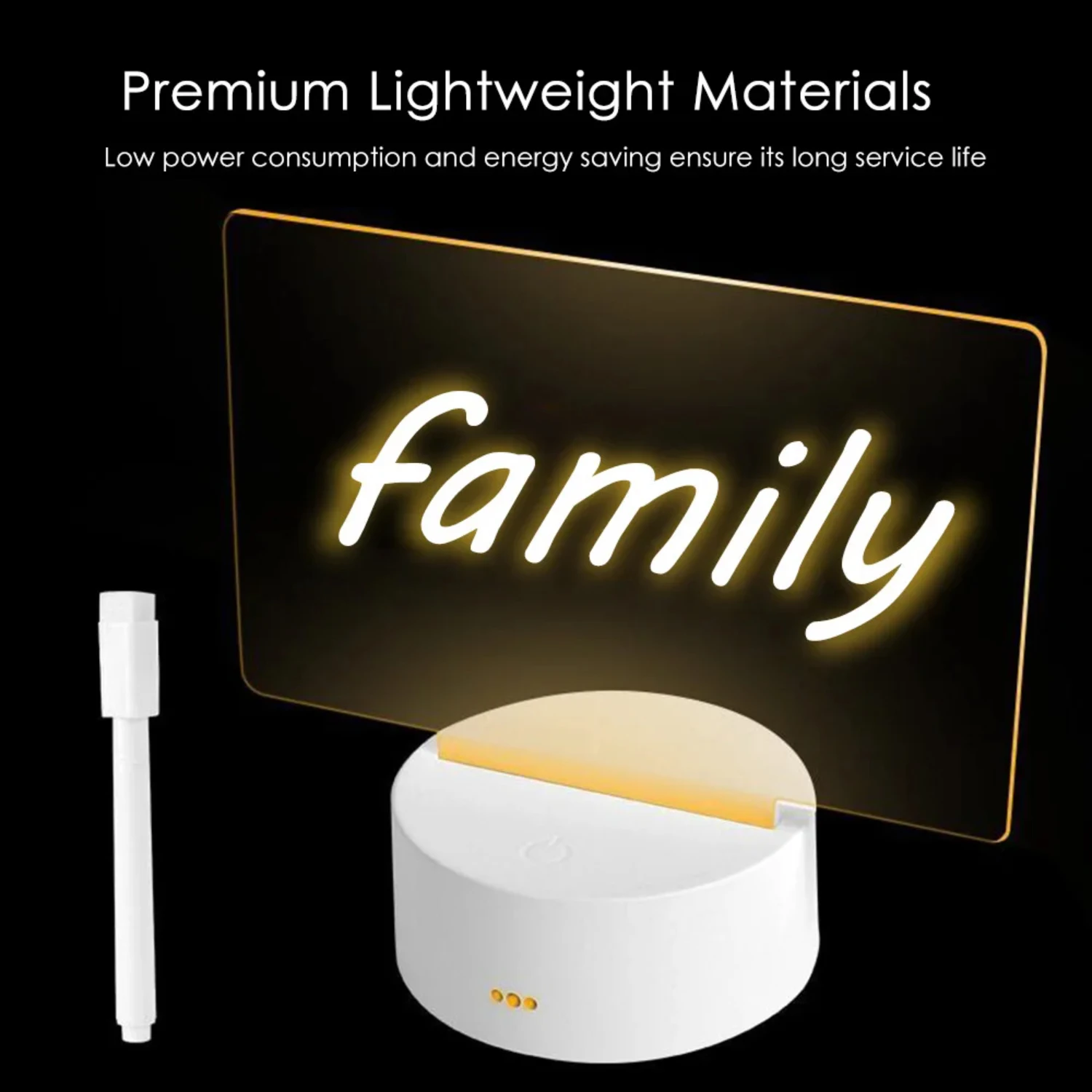 Tablero de mensajes con luz LED nocturna, tablero de notas con bolígrafo, batería USB, lámpara de escritorio para vacaciones, decoración de dormitorio, regalo para niños, nuevo