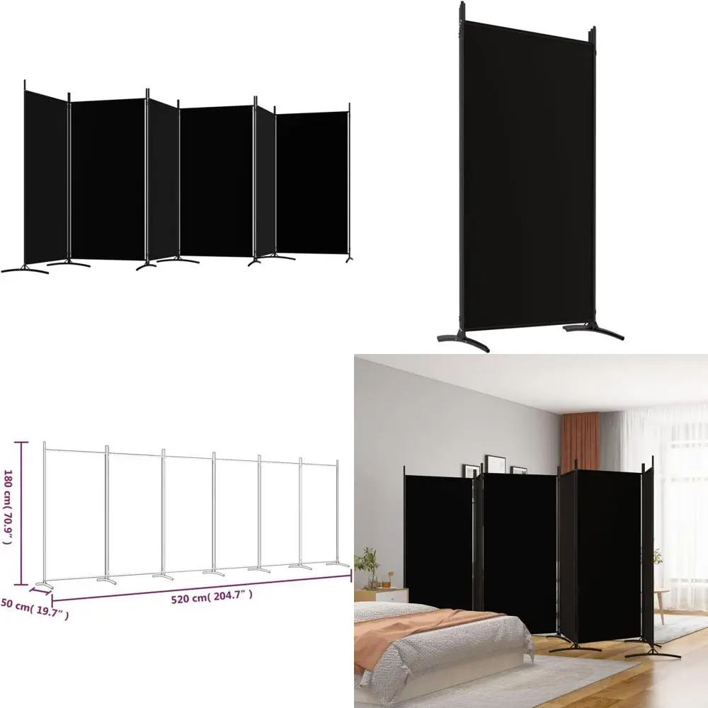 

Black 6-Panel Fabric Room Divider, 204.7x70.9, 6.78kg/14.92lb