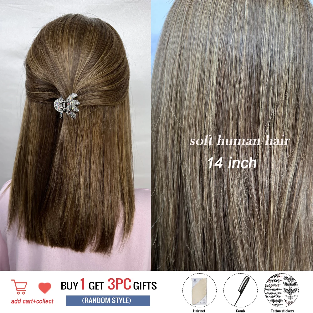 HAIRCUBE Menschliches Haar Perücken Kurze Gerade Bob Perücke für Frauen Braun Blonde Highlight Perücke frauen Medium Länge T Teil spitze Vorne Perücke