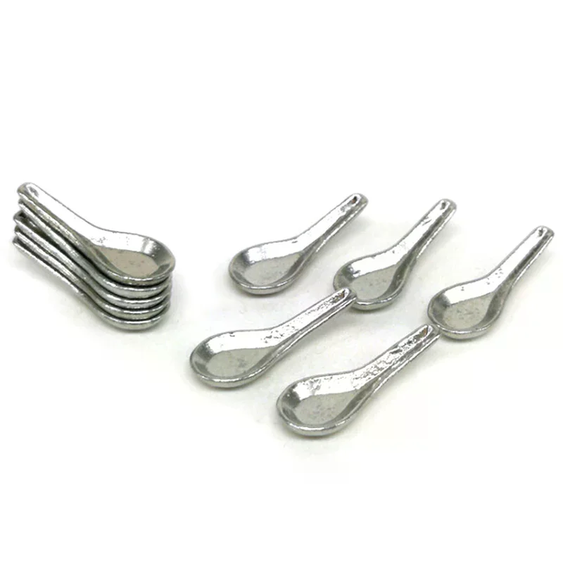 10PCS/set 1/12 Mini Cutlery Spoon Dollhouse Miniatures Tableware Childrens Toy Doll House Decor