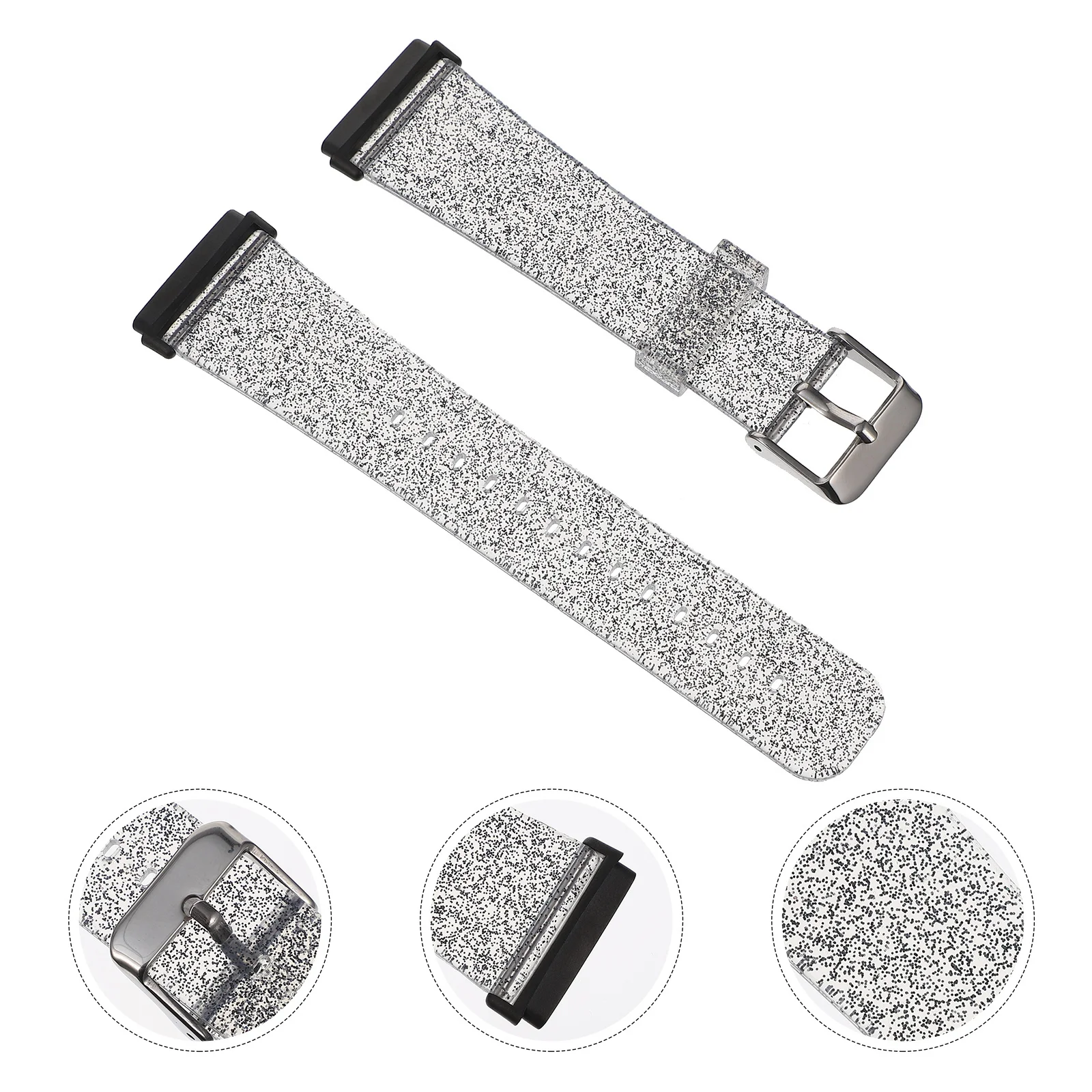

Silicone Glitter Watch Strap Replacement Band Compatible with Fitbit 3 Adjustable Bling Watch Wristband Fashion Accessory