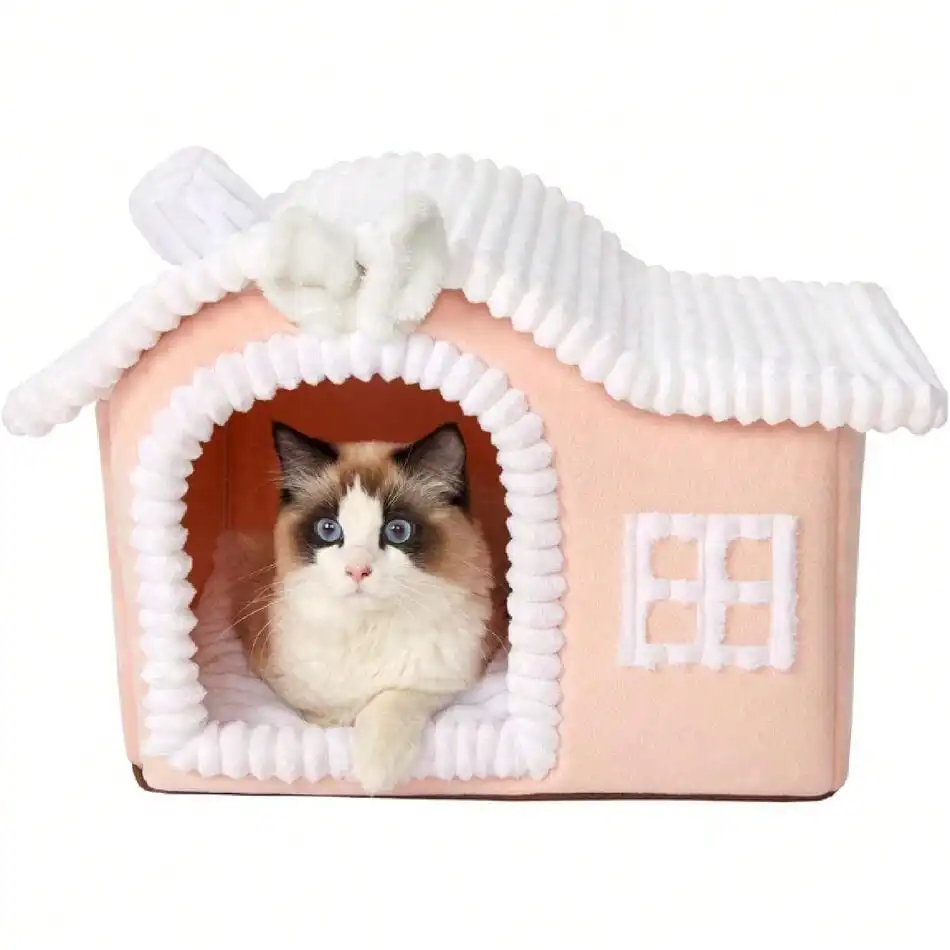 

Cute Cat Bed Cave, Enough Interior Space, Cartoon Soft Pet House Up To 3-10 Lbs Kitte