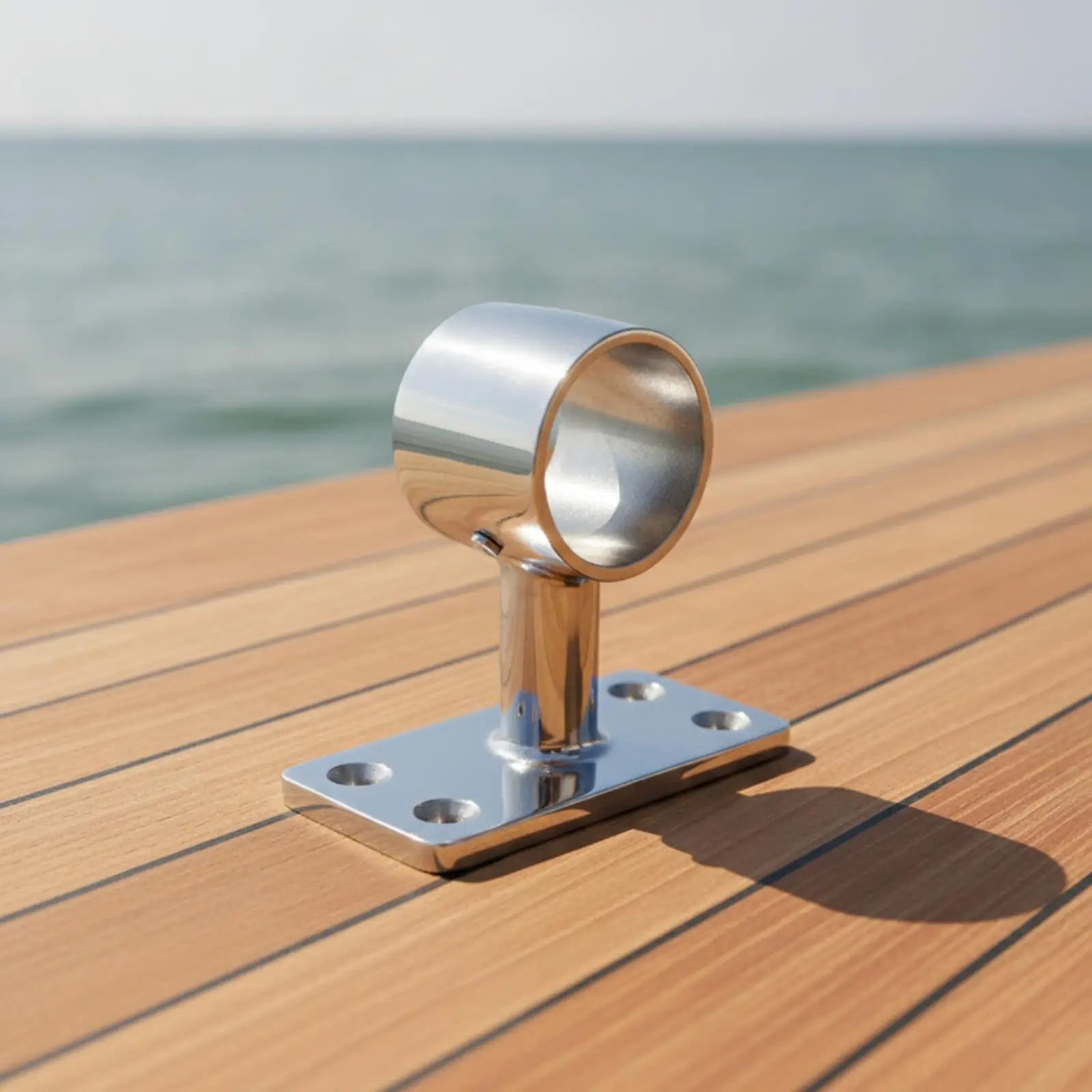 Handrail Bracket with Rectangular Base Stainless Steel 316 Grade Handrail Bracket Polished Rail Fitting fit Yacht Builders, Boat