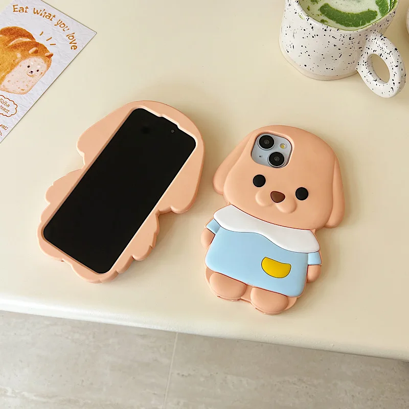 Cartoon 3d Silicone Khaki Teddy Bear Suitable For Iphone 12 13 14 15 Pro Max Phone Back Cover Protective Case Soft Shell