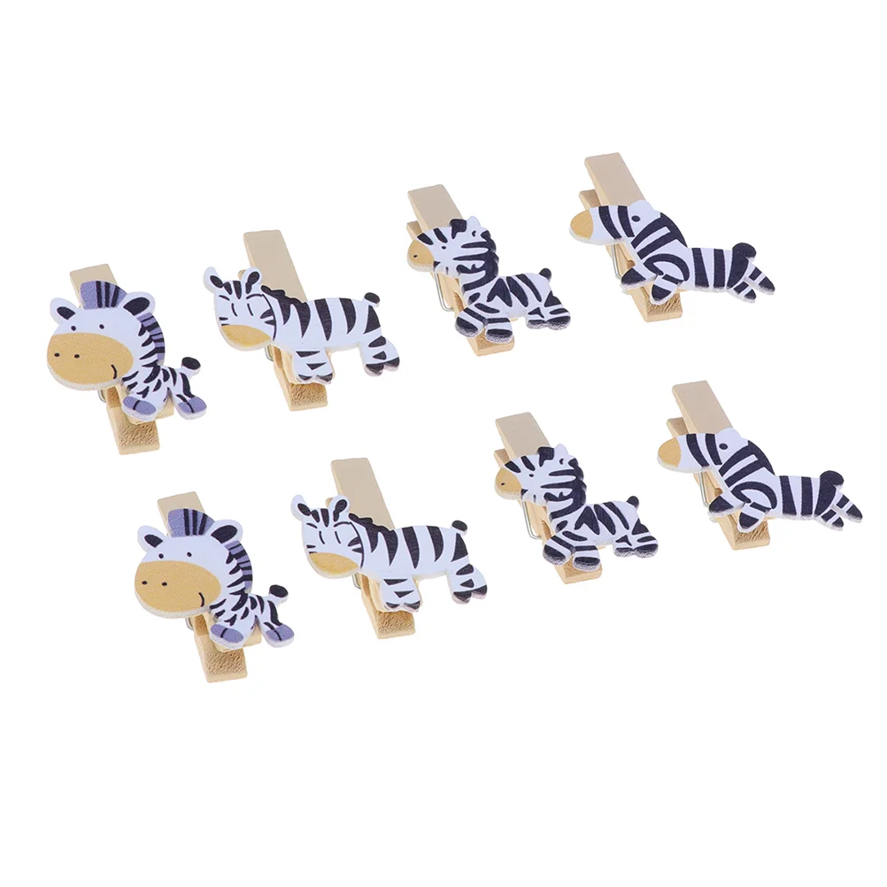 40 Pcs Cartoon Zebra Clamp Wooden Photo Clip Clamp Craft DIY Picture Clip Holder for Home Office Shop