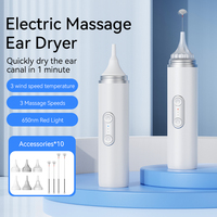 Electric Ear Dryer Warm Air for Swimming Showering Water Sports Surfing Keep Ear Canal Dry with 6 Replace Heads Massage Feather