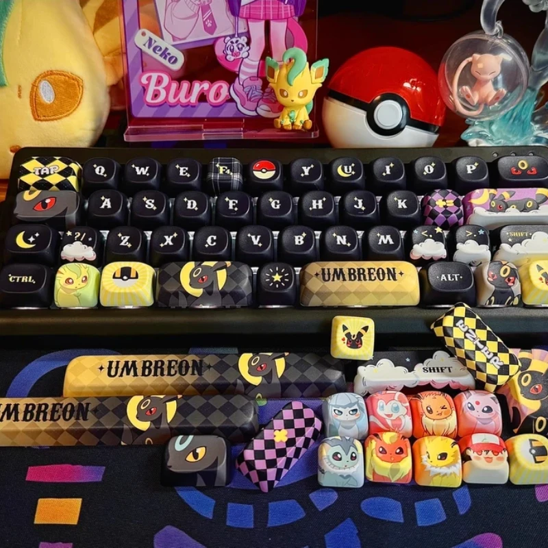 

Pok é Mon Moon Eevee Fairy Eevee Theme Keycaps Moa Height PBT Keycaps Mechanical Keyboard Fairy Suitable For Cross Axis Keyboard