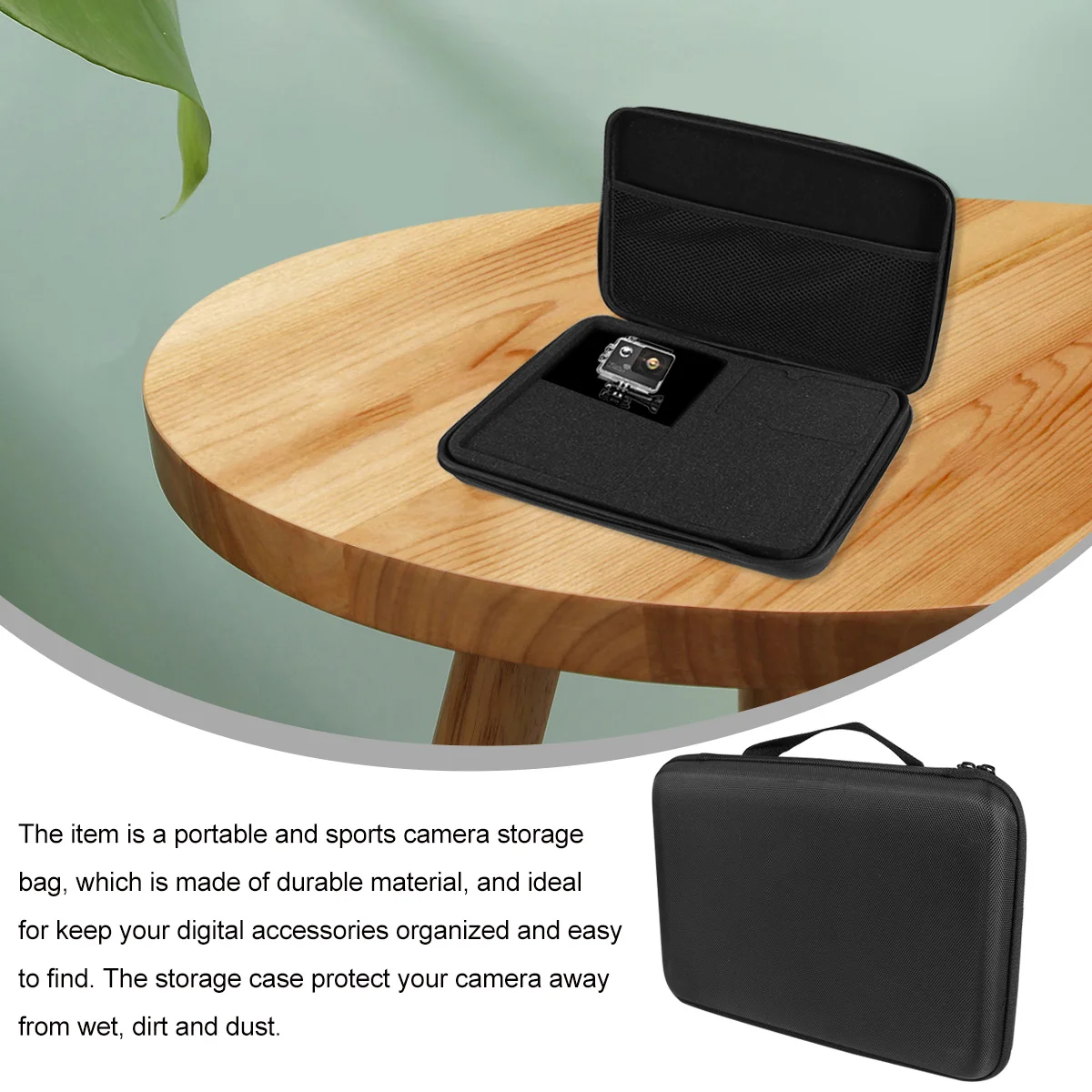 

Sports Camera Storage Bag Large Capacity Durable Eva Zipper Protective Case Compatible for Gopro Hero8 Max Outdoor