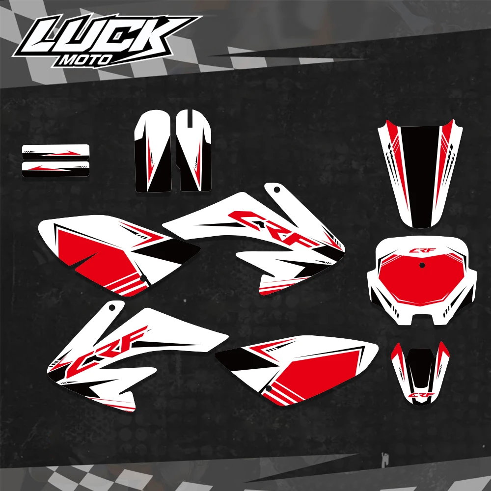 LUCKMOTO For Honda CRF70 CRF 70 2004 -2007 2008 2009 2010 Full Graphics Background Decals Stickers Motorcycle Protector Stickers