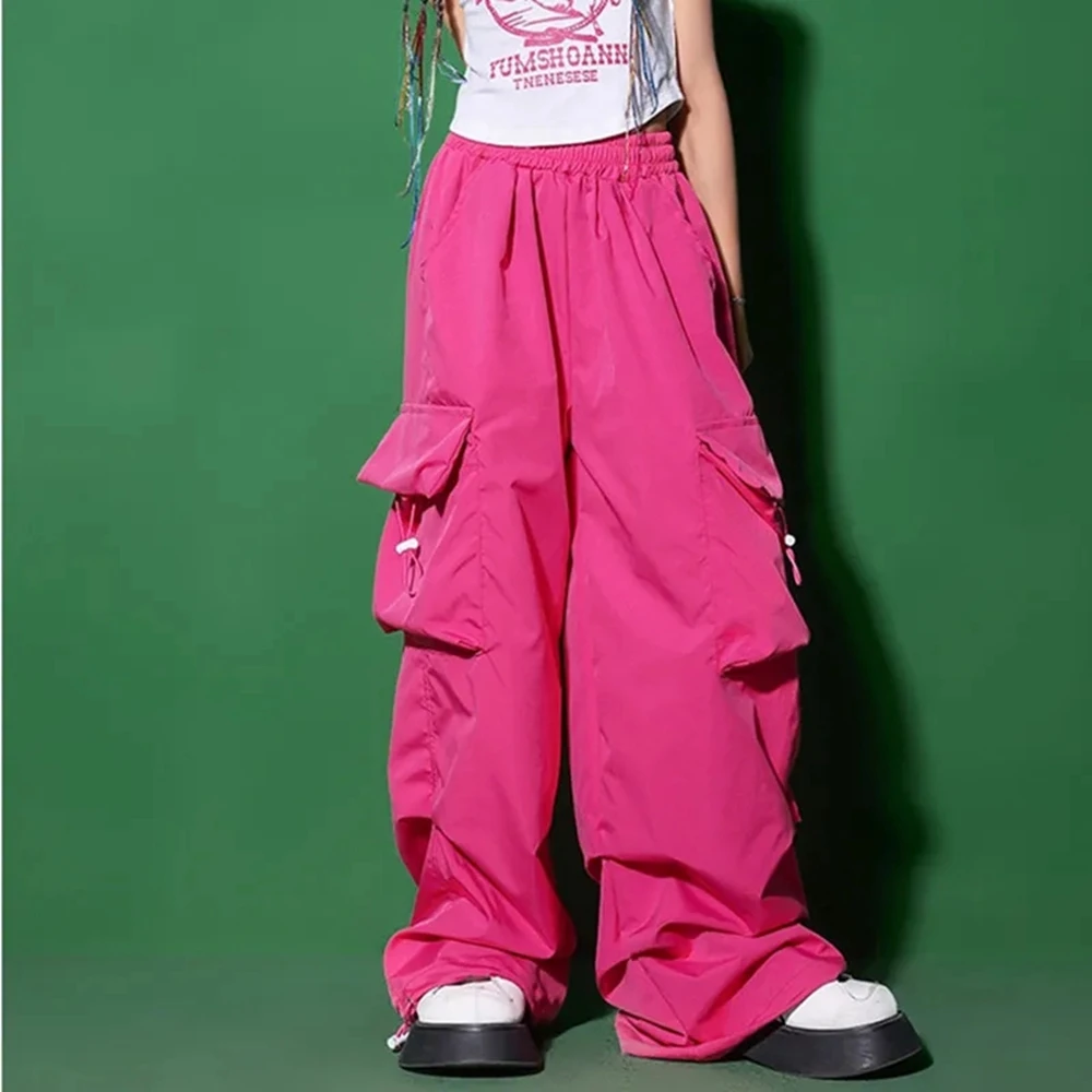 Girls Hip Hop Crop Tank Top Cargo Pants Clothes Sets Kids T-shirt Street Dance Joggers Child Polo Shirt Sweet Streetwear Costume