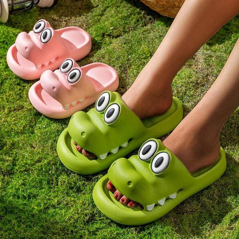 Fashion Summer Cartoon Dinosaur Ladies' Home Shoes For Women Cosy Slides Lithe Soft Seabeach Sandals Slippers Indoor Flip Flops