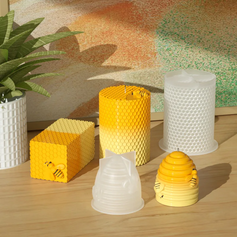 Silicone Mold for Candles 3D Honeycomb Pattern Bee Aromatherapy Plaster Crystal Epoxy Resin Soap Handmade DIY Crafts Candle Gift