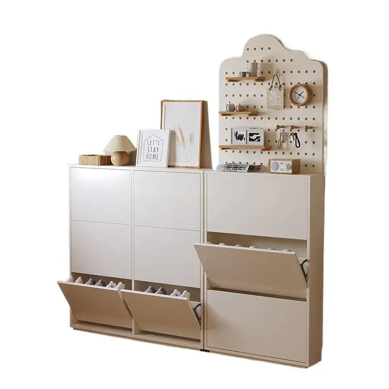 

Hole board shoe cabinet integrated household door indoor new shoe cabinet entry solid wood against the wall