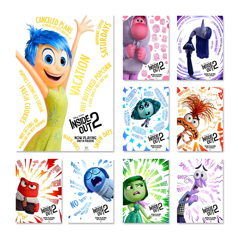 

Newest Disney Movie Inside Out 2 Graffiti Poster Cartoon Funny Canvas Painting Prints Nursery Motivational Wall Art Decoration