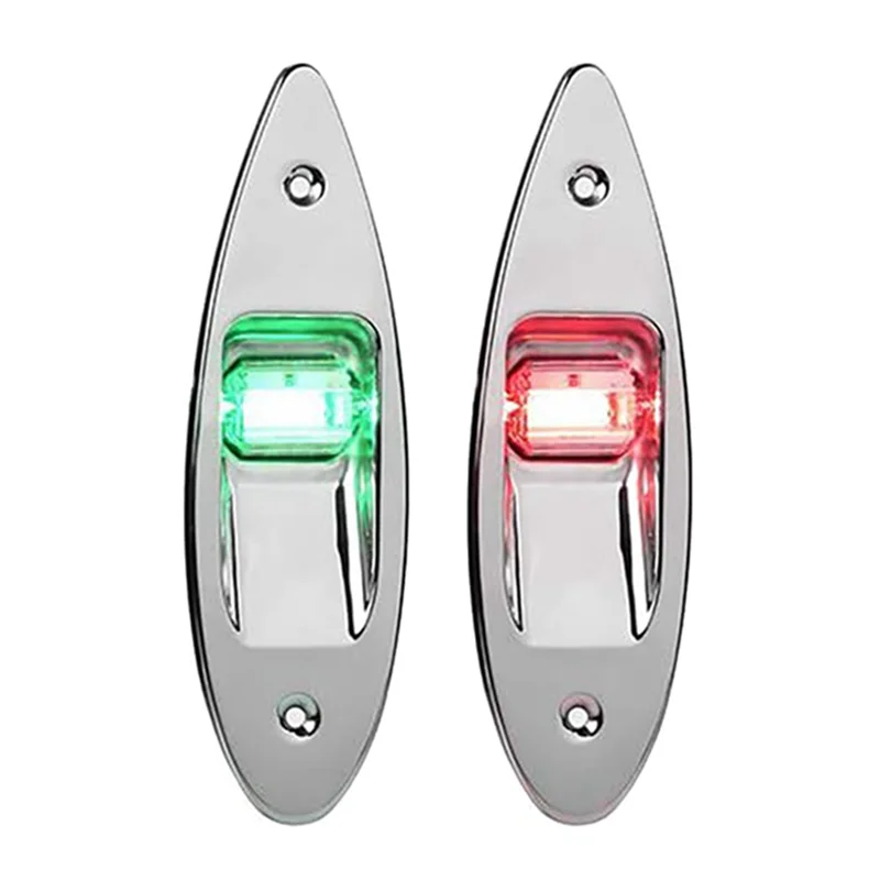 

LED Red+Green Flush Mount Marine Boat RV LED Side Navigation Lights Stainless Steel Waterproof for Boat Side Mount Light