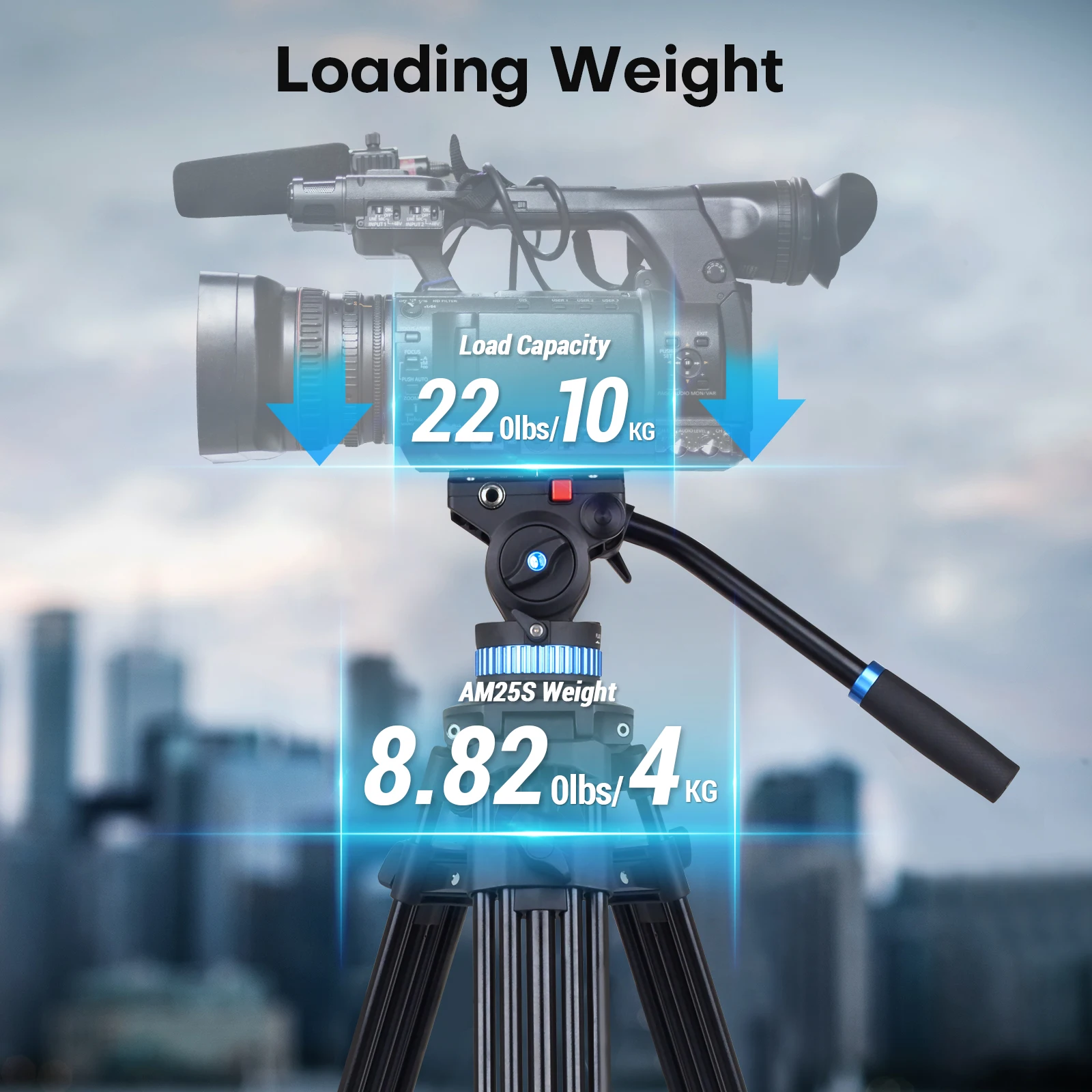 SIRUI 1.9M Video Tripod Professional Heavy Duty Camera Tripods For Camcorder DSLR With Adjustable Damping Fluid Head AM-25S