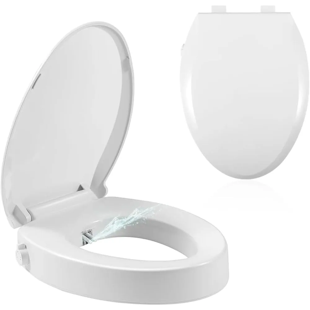 

Elongated Bidet Toilet Seat with Adjustable Water Pressure Dual Nozzles Non Electric Bidet for Seniors Ambient Water